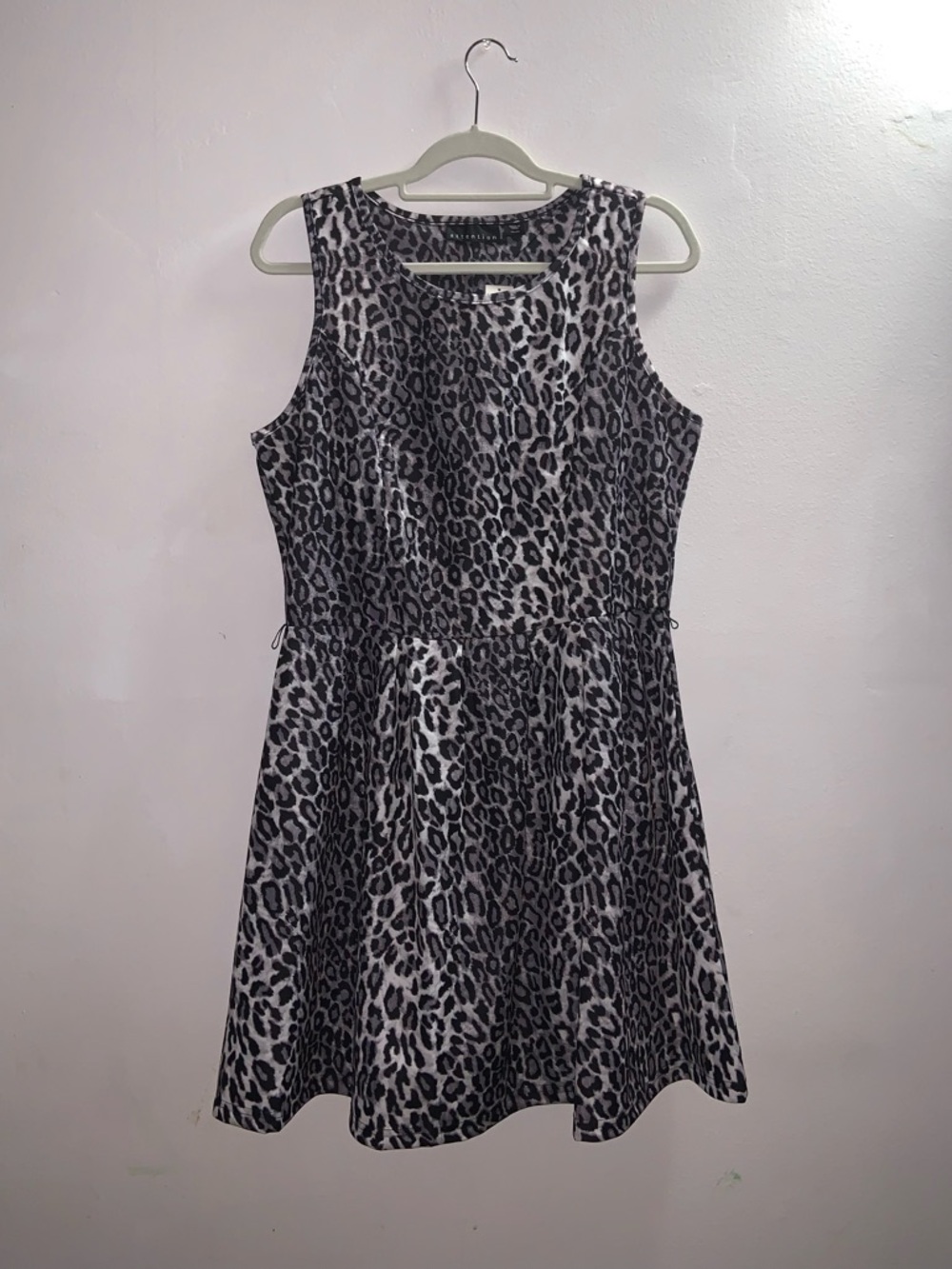 Attention Gray Leopard Print Fit & Flare Dress - Black/Gray - XL